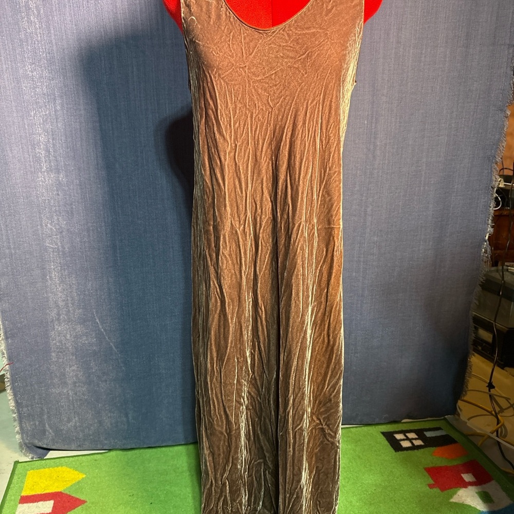 Vince Tan and Cream Sleeveless U-Neck Maxi Gown